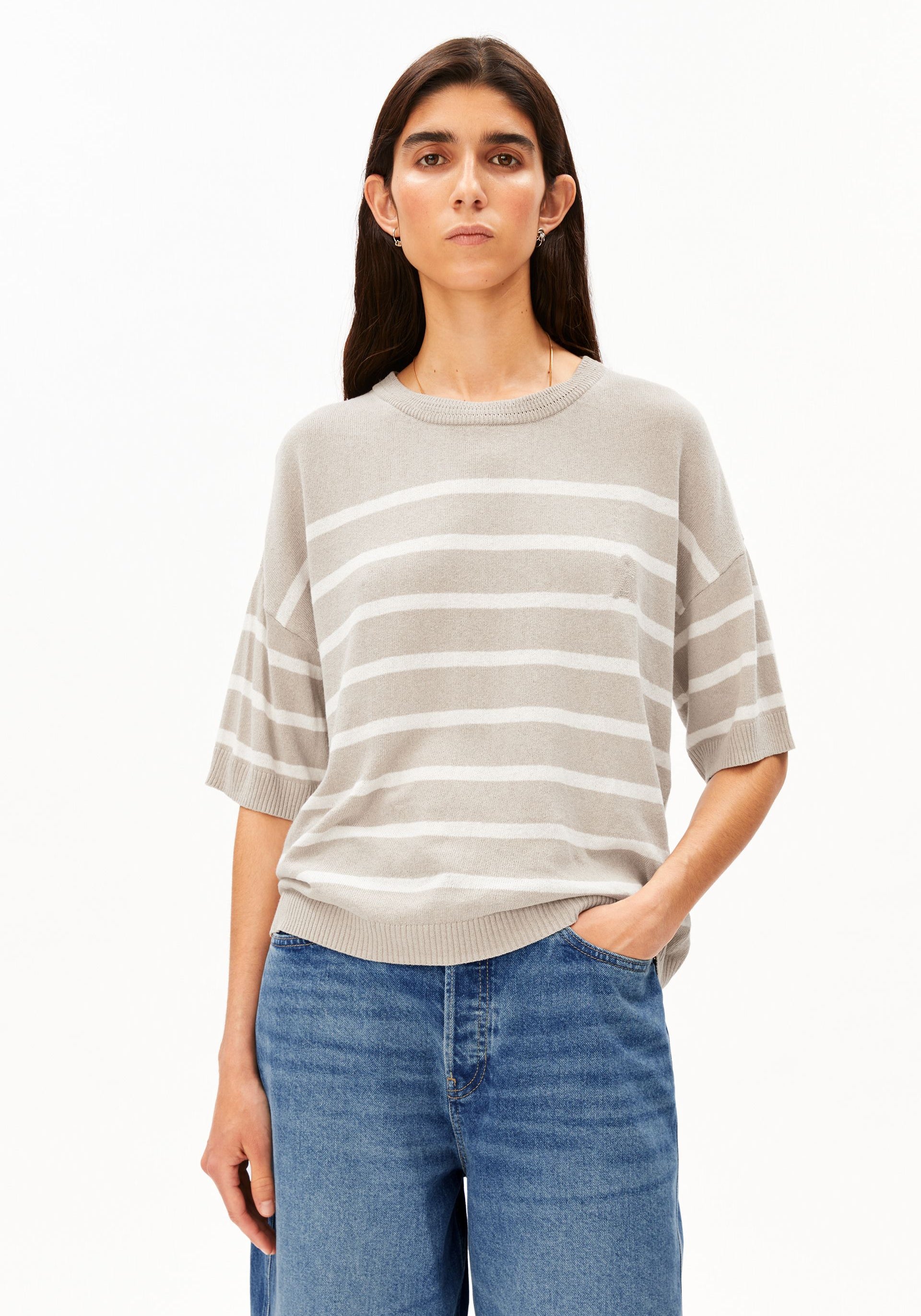 STRIPE LINEN BLEND SWEATER Linen blend