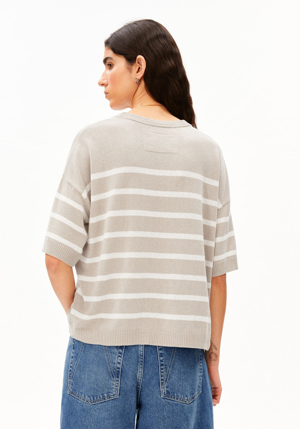 STRIPE LINEN BLEND SWEATER Linen blend