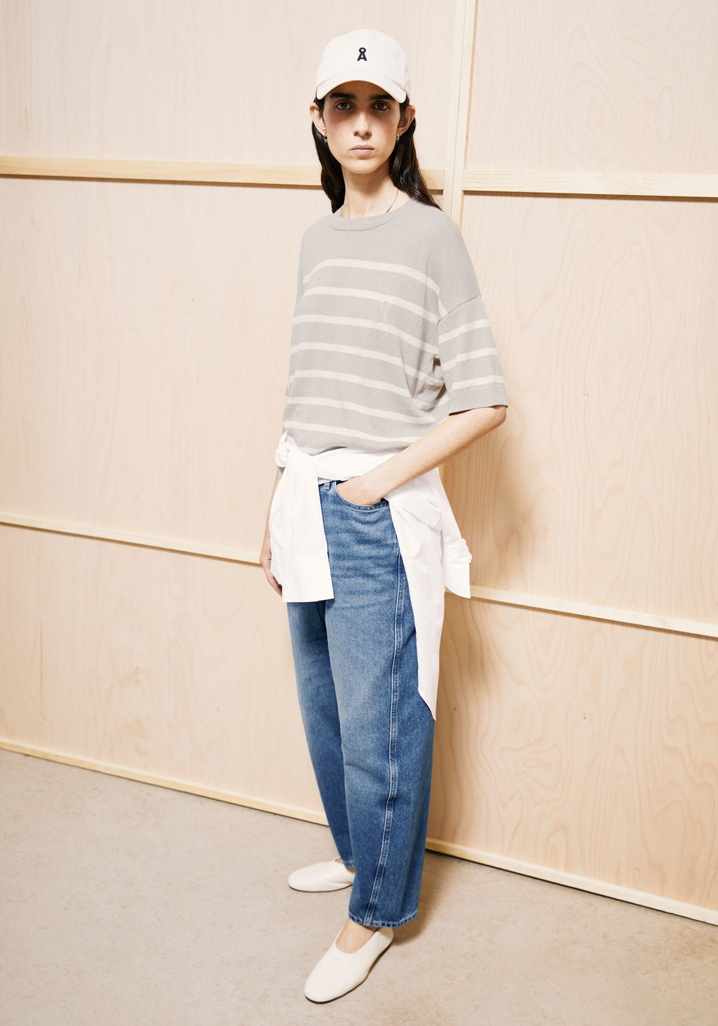 STRIPE LINEN BLEND SWEATER Linen blend