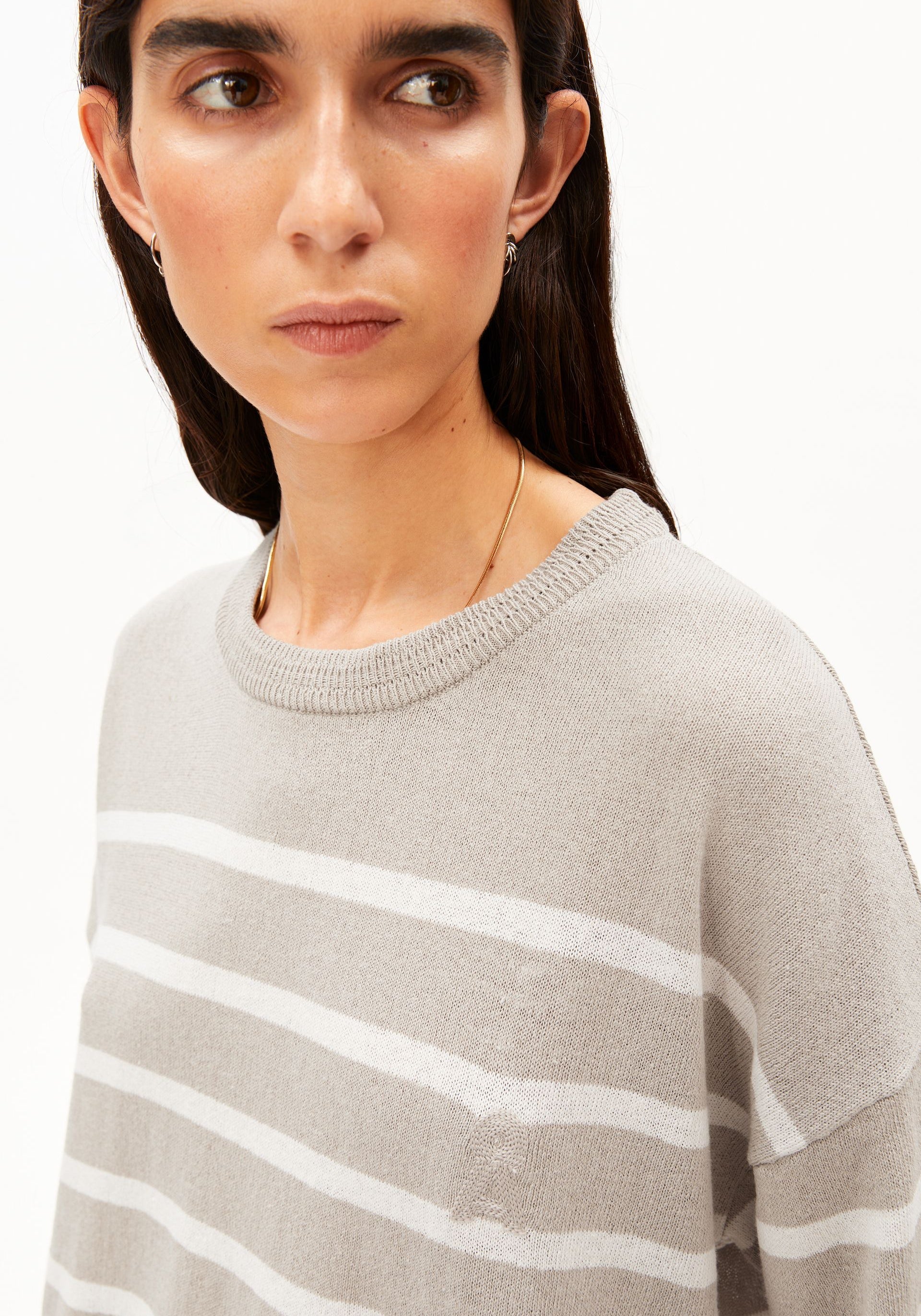 STRIPE LINEN BLEND SWEATER Linen blend